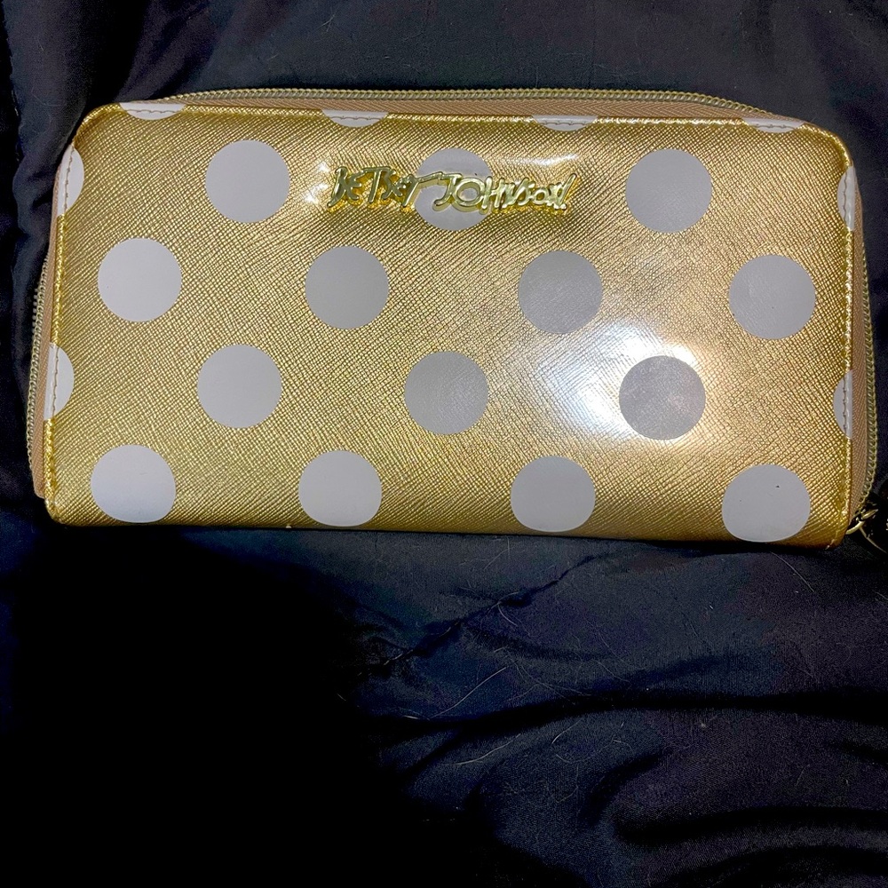 Betsey Johnson gold polka dot wallet